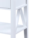 NNEDPE Greta Bedside Table with Drawer - White