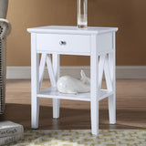 NNEDPE Greta Bedside Table with Drawer - White