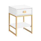 NNEDPE Alessia Bedside Table - White/Gold