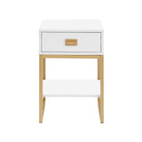 NNEDPE Alessia Bedside Table - White/Gold