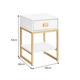 NNEDPE Alessia Bedside Table - White/Gold