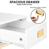 NNEDPE Alessia Bedside Table - White/Gold