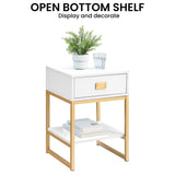 NNEDPE Alessia Bedside Table - White/Gold