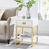 NNEDPE Alessia Bedside Table - White/Gold