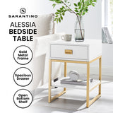 NNEDPE Alessia Bedside Table - White/Gold