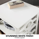 NNEDPE Oliver 2-Tier Bedside Table - White