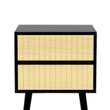 NNEDPE Ivan Bedside Table Night Stand - Black/Natural