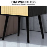 NNEDPE Ivan Bedside Table Night Stand - Black/Natural