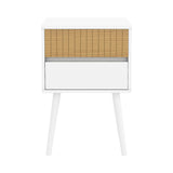 NNEDPE Clio Bedside Table Night Stand - White/Natural