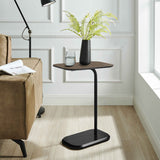 NNEDPE Beveled Edge C-Shaped Side Table - Oak