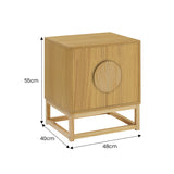 NNEDPE Luca Bedside Table Split Door Night Stand - Natural