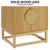 NNEDPE Luca Bedside Table Split Door Night Stand - Natural