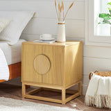 NNEDPE Luca Bedside Table Split Door Night Stand - Natural