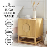 NNEDPE Luca Bedside Table Split Door Night Stand - Natural