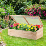 NNECW Wooden Garden Portable Greenhouse with Transparent PVC Top Cover