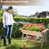 NNECW 2 Tiers Raised Garden Bed with Storage Shelf & Black Liner