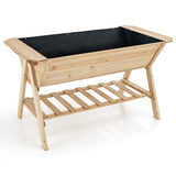 NNECW 2 Tiers Raised Garden Bed with Storage Shelf & Black Liner