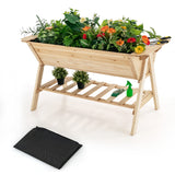 NNECW 2 Tiers Raised Garden Bed with Storage Shelf & Black Liner