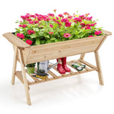 NNECW 2 Tiers Raised Garden Bed with Storage Shelf & Black Liner