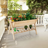NNECW 2 Tiers Raised Garden Bed with Storage Shelf & Black Liner