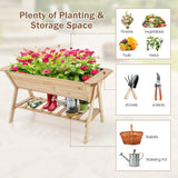 NNECW 2 Tiers Raised Garden Bed with Storage Shelf & Black Liner