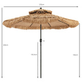 NNECW Thatched Tiki Umbrella with 8 Ribs and Tilt Adjustment