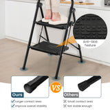 NNECW Folding Step Stool with Padded Handgrip and Wide Anti-Slip Pedal for Kitchen/Household/Garden