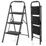 NNECW 3 Step Ladder with Wide Anti-Slip Pedal for Household/Office/Garden