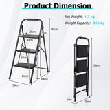 NNECW 3 Step Ladder with Wide Anti-Slip Pedal for Household/Office/Garden