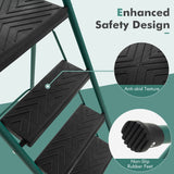 NNECW 4 Step Ladder Folding Portable Anti-Slip Steel Step Stool 150 kg with Tool Platform