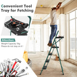 NNECW 4 Step Ladder Folding Portable Anti-Slip Steel Step Stool 150 kg with Tool Platform