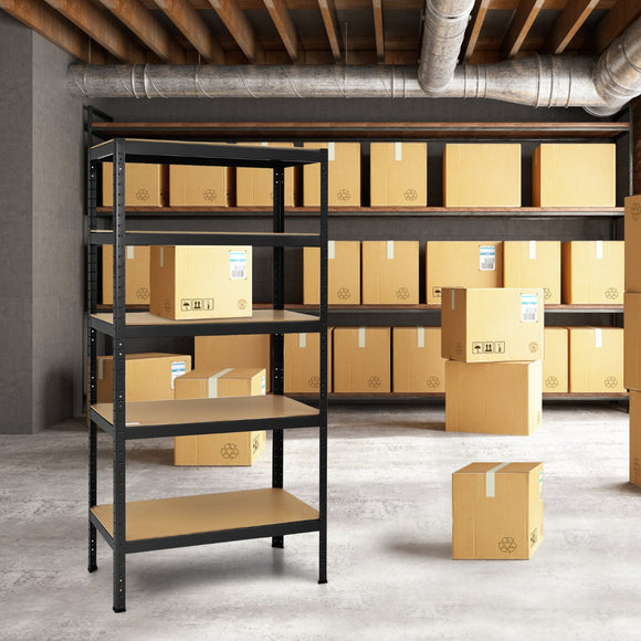 NNECW 5-Tier Storage Shelves with Freestanding Shelving Unit for Garage-Black