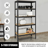 NNECW 5-Tier Storage Shelves with Freestanding Shelving Unit for Garage-Black