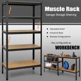 NNECW 5-Tier Storage Shelves with Freestanding Shelving Unit for Garage-Black