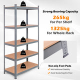 NNECW 5-Tier Storage Shelves with Freestanding Shelving Unit for Garage-Grey