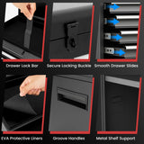 NNECW High Capacity Tool Storage Cabinet with Lockable Wheels for Garage-Black