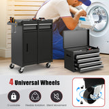 NNECW High Capacity Tool Storage Cabinet with Lockable Wheels for Garage-Black