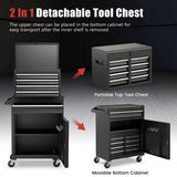 NNECW High Capacity Tool Storage Cabinet with Lockable Wheels for Garage-Black