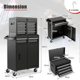 NNECW High Capacity Tool Storage Cabinet with Lockable Wheels for Garage-Black
