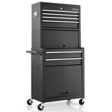 NNECW 2-In-1 High Capacity Rolling Tool Chest with Handle &amp; 4 Wheels for Garage-Black