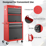 NNECW 2-In-1 High Capacity Rolling Tool Chest with Handle &amp; 4 Wheels for Garage-Multicolour