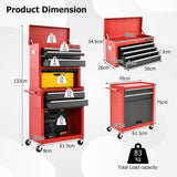NNECW 2-In-1 High Capacity Rolling Tool Chest with Handle &amp; 4 Wheels for Garage-Multicolour