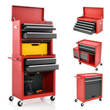 NNECW 2-In-1 High Capacity Rolling Tool Chest with Handle &amp; 4 Wheels for Garage-Multicolour