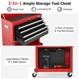 NNECW 2-In-1 High Capacity Rolling Tool Chest with Handle &amp; 4 Wheels for Garage-Multicolour
