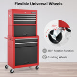 NNECW 2-In-1 High Capacity Rolling Tool Chest with Handle &amp; 4 Wheels for Garage-Multicolour