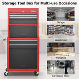 NNECW 2-In-1 High Capacity Rolling Tool Chest with Handle &amp; 4 Wheels for Garage-Multicolour