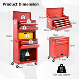 NNECW 2-In-1 High Capacity Rolling Tool Chest with Handle &amp; 4 Wheels for Garage-Red