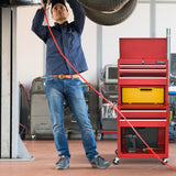 NNECW 2-In-1 High Capacity Rolling Tool Chest with Handle &amp; 4 Wheels for Garage-Red