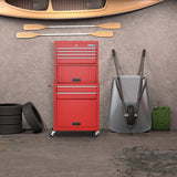 NNECW 2-In-1 High Capacity Rolling Tool Chest with Handle &amp; 4 Wheels for Garage-Red