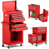 NNECW 6-Drawer Rolling Lockable Tool Chest for Garage &amp; Factory &amp; Workshop -Red